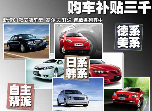 12车企61款车型 第2批节能惠民车型公布