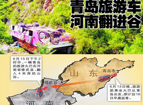 大巴坠谷 27名青岛伤者滞留焦作