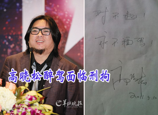 高晓松醉驾致4车连撞 血检结果达标准3倍