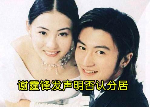 谢霆锋发声明：婚倒没离 感情出问题