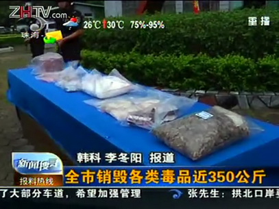 全市销毁各类毒品近350公斤
